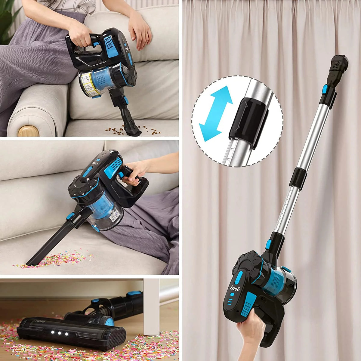 Cordless Stick Vacuum 20KPa 6-in-1 Blue I542739