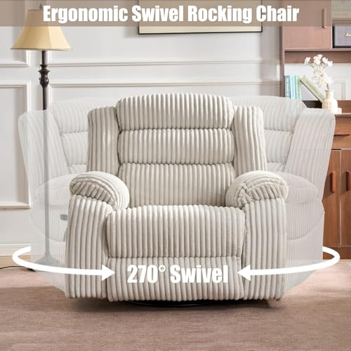 Grey Power Swivel Rocker Recliner Chair with Massage and Heat Z6944