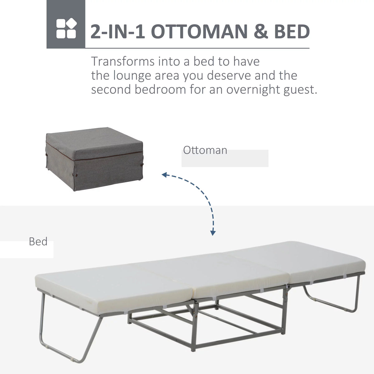 2 In 1 Grey Sofa Bed with Storage S625