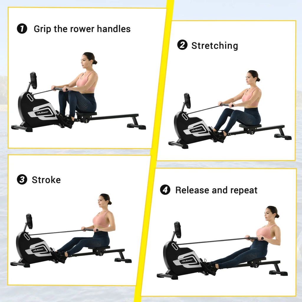 Magnetic Folding Rowing Machine with 14 Level Resistance and LCD Monitor B697164