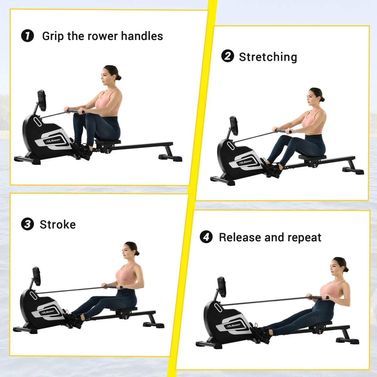 Magnetic Folding Rowing Machine with 14 Level Resistance and LCD Monitor B697164