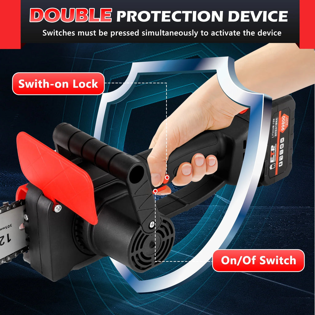 12 Cordless Electric Chainsaw with 2pcs 2000Ah Battery T4234
