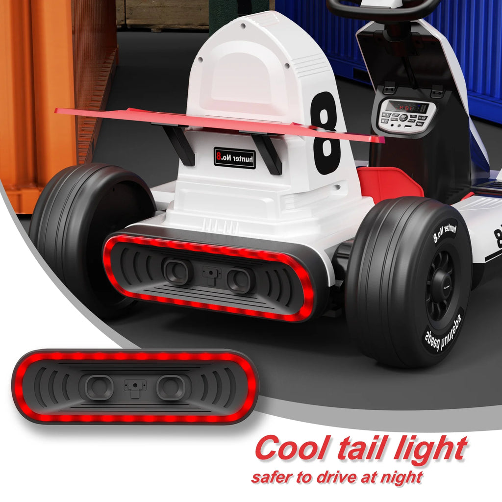 12V Battery Powered Electric Go Kart with Remote Control, White F3942