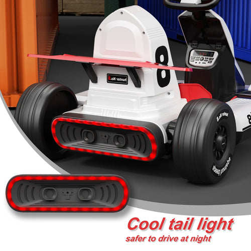 12V Battery Powered Electric Go Kart with Remote Control, White F3942