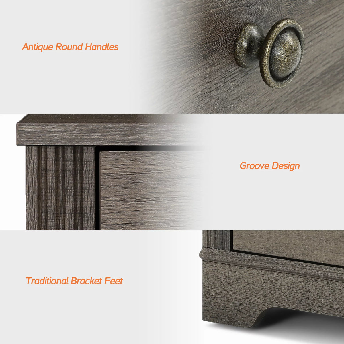 2 Drawer Grayish Brown Nightstand E8804