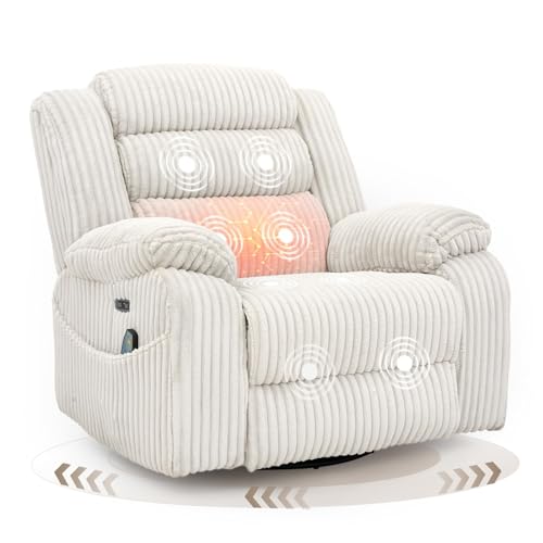 Grey Power Swivel Rocker Recliner Chair with Massage and Heat Z6944