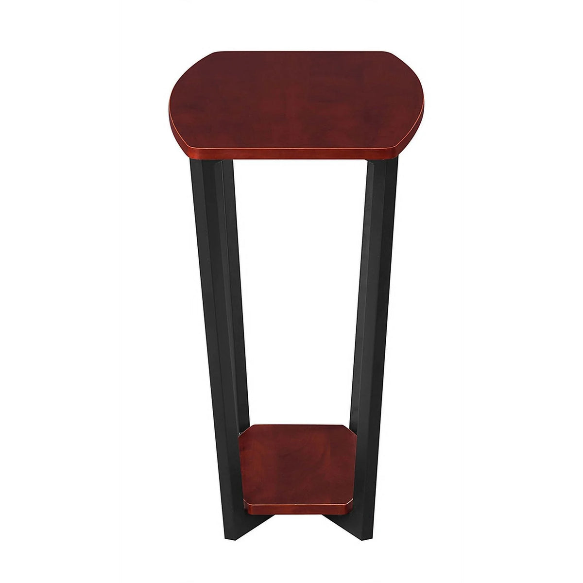 Cherry Wood and Black Metal End Table A68949