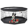 8 Panel Metal Dog Playpen with Grey Pad and Top Cover V316176