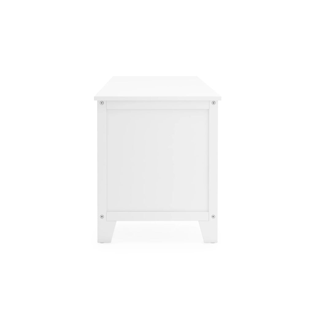 Creamy White Wooden Media Console with Shelves and Fabric Bins J461758