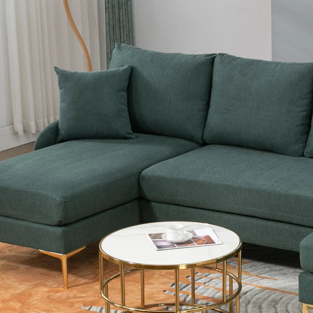 110'' Wide Reversible Chaise U-Shape Sectional Sofa Green Polyester Blend G830932