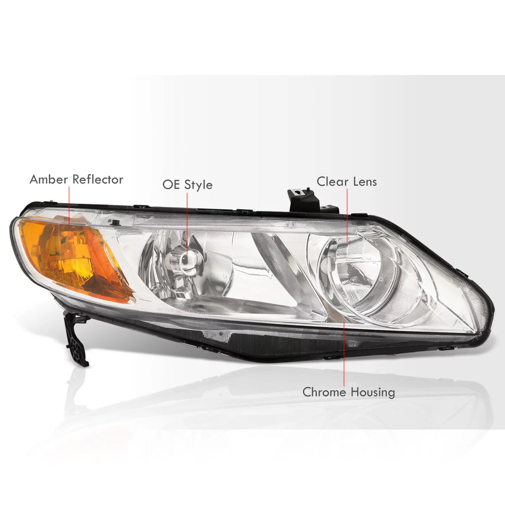 Chrome Housing Clear Lens Signal Headlights Lamps Assembly Pair X92468