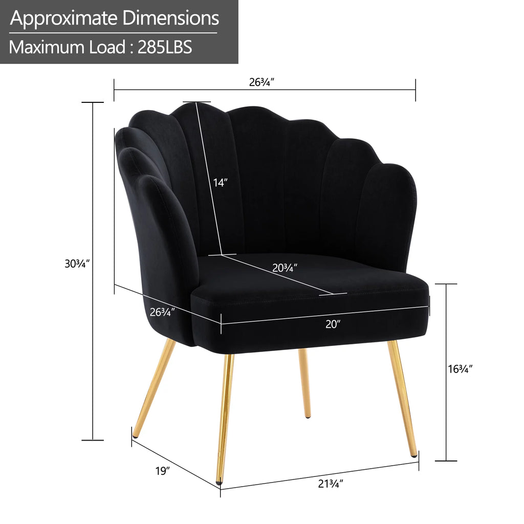 Velvet Accent Chair with Gold Metal Legs J7636