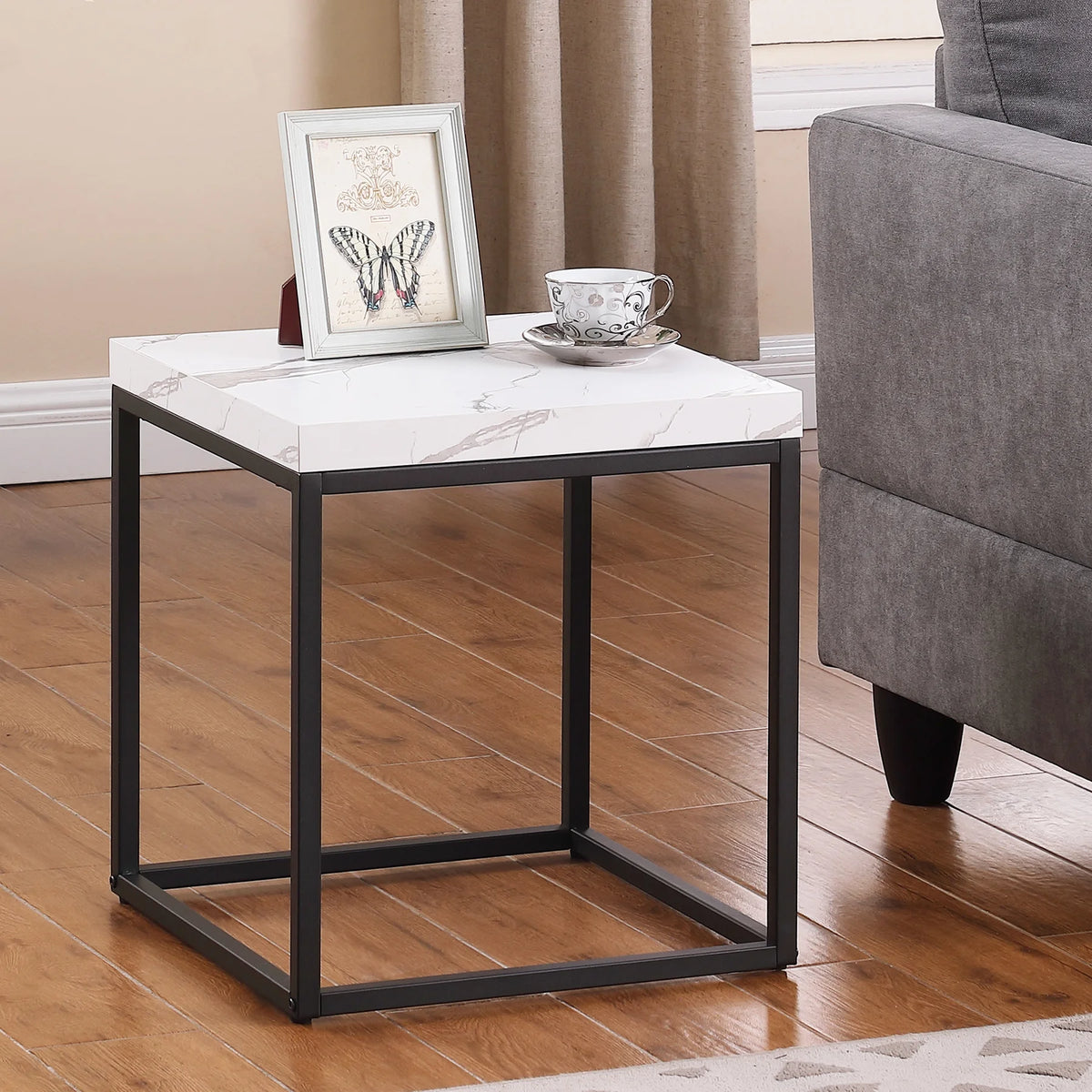 Marble Wood and Metal Side Table P569470