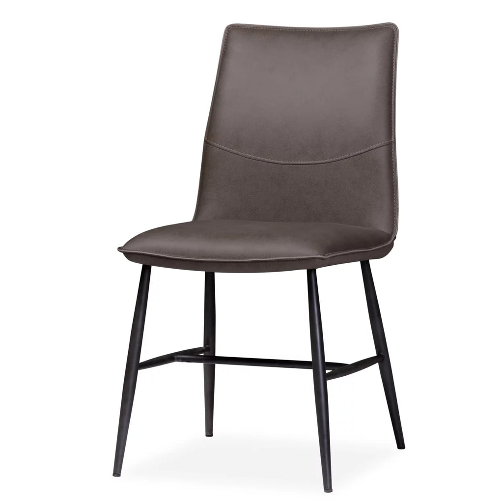 Leather Upholstered Metal Chair Set of 2 Latte Brown and Black F147