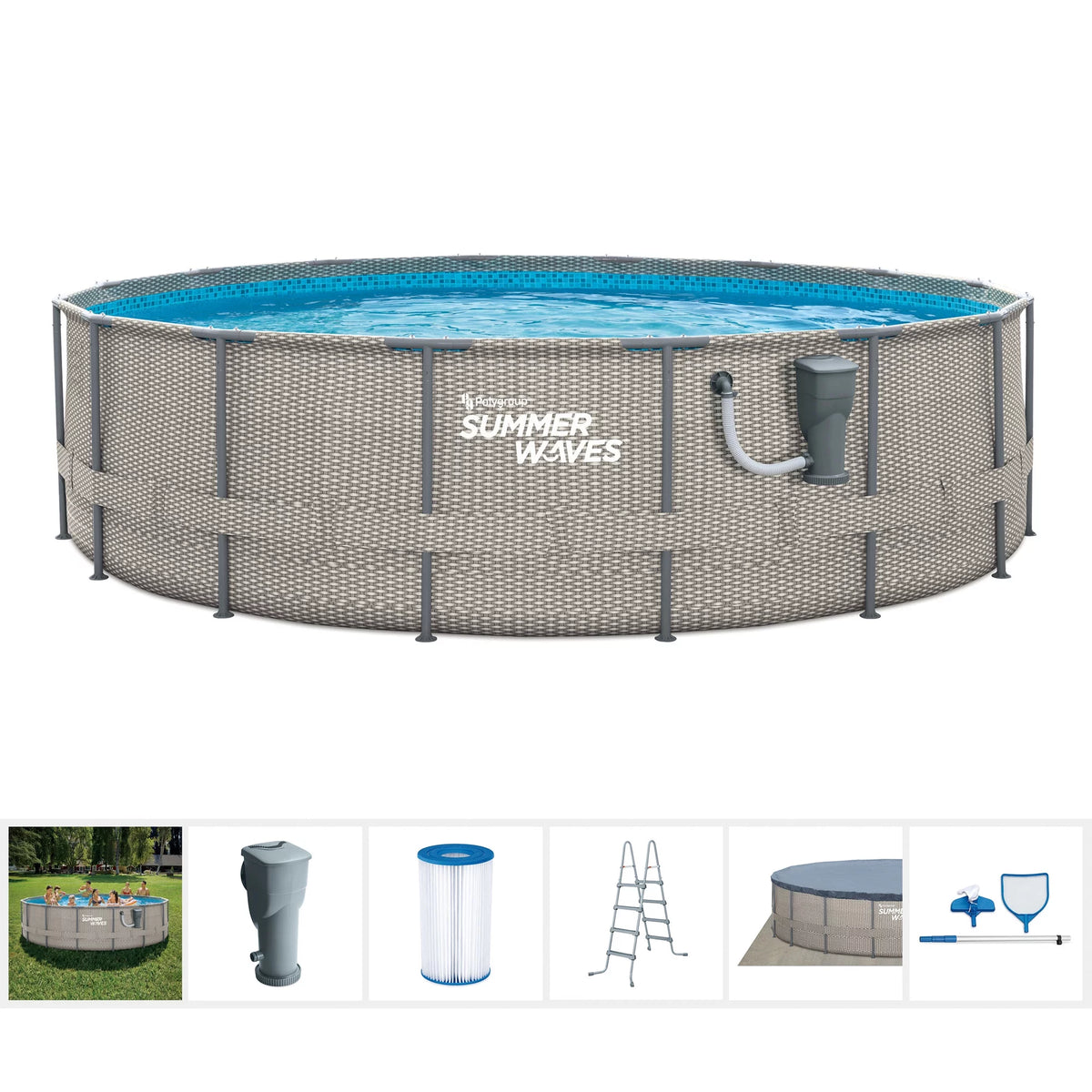 20 Ft x 48 In Above Ground Frame Swimming Pool Set with Pump O738