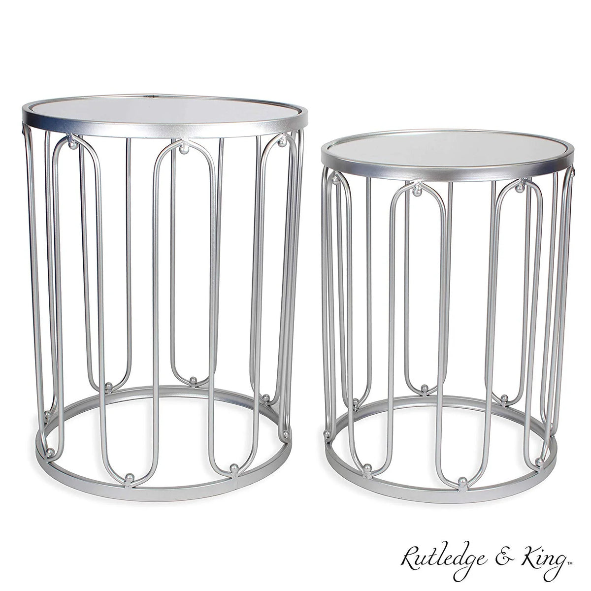 Silver Mirrored End Table Set D3017