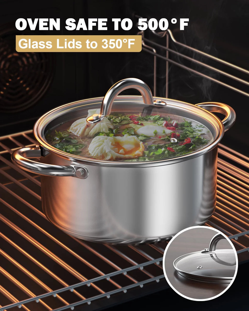 12-Piece Stainless Steel Cookware Set with Silicone Handles M4075