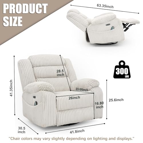 Grey Power Swivel Rocker Recliner Chair with Massage and Heat Z6944