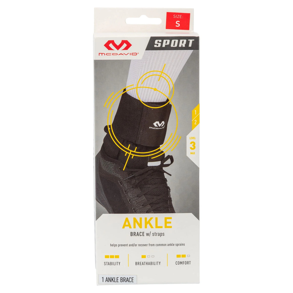 Black Small Ankle Brace with Strap Support C3862