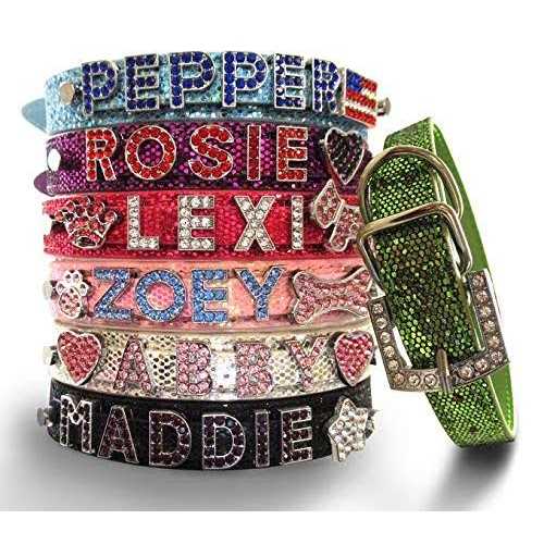 Personalized PU Leather Rhinestone Dog Collar C6216
