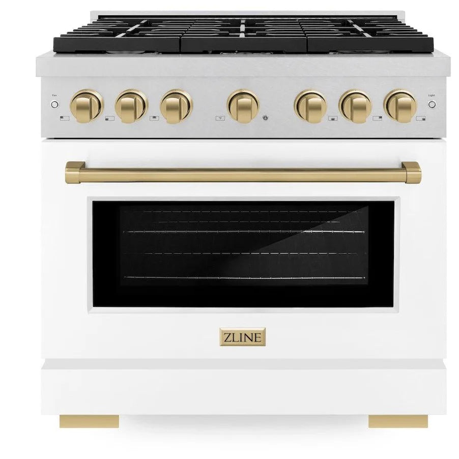 36 5.2 cu. ft. Gas Range with Convection Gas Oven in Stainless Steel with White Matte Door Y38575