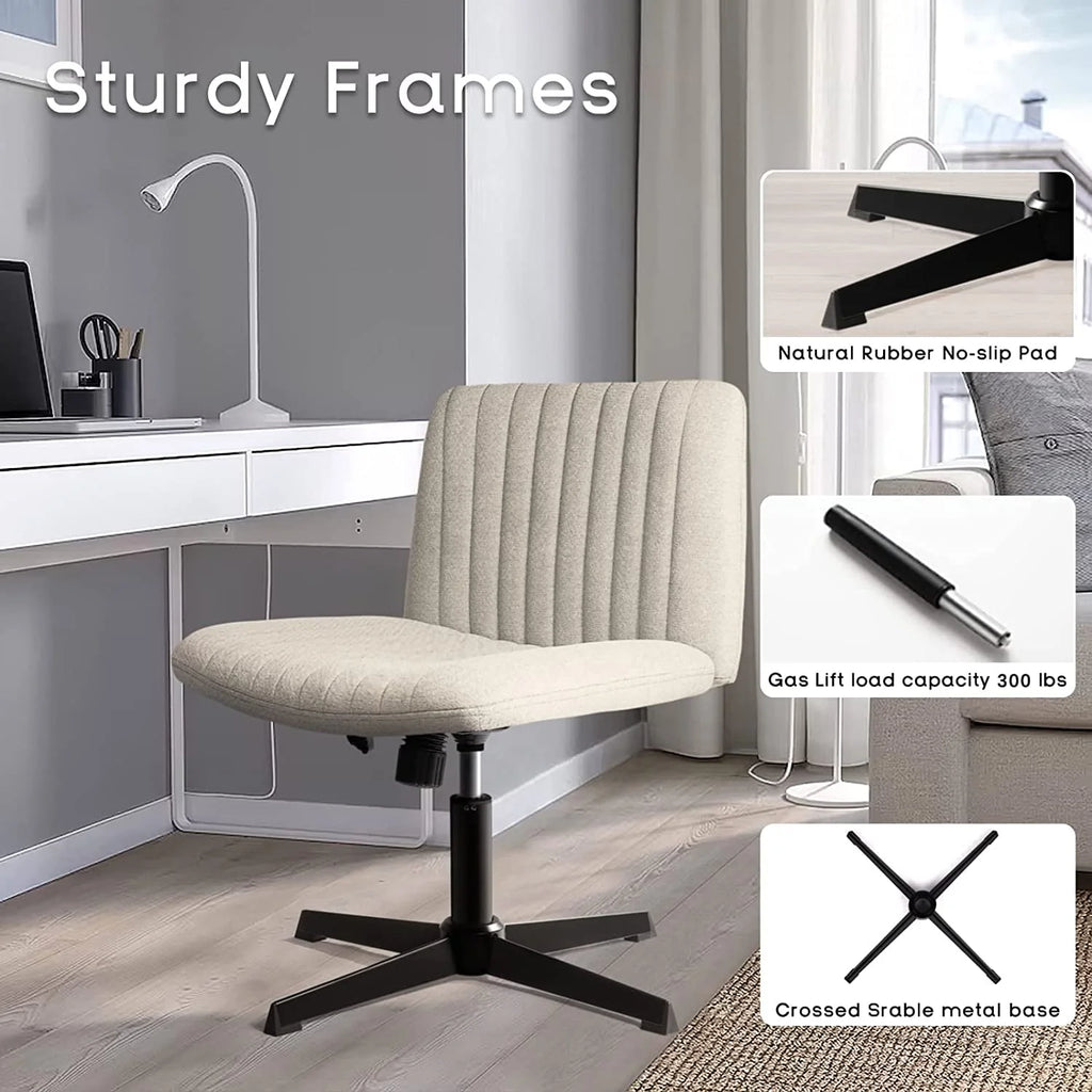 Armless Fabric Padded Swivel Office Chair B74623
