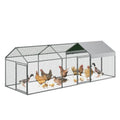 Large Metal Chicken Coop with Waterproof Anti-UV Cover, Silver, 120"×40"×40" I283609