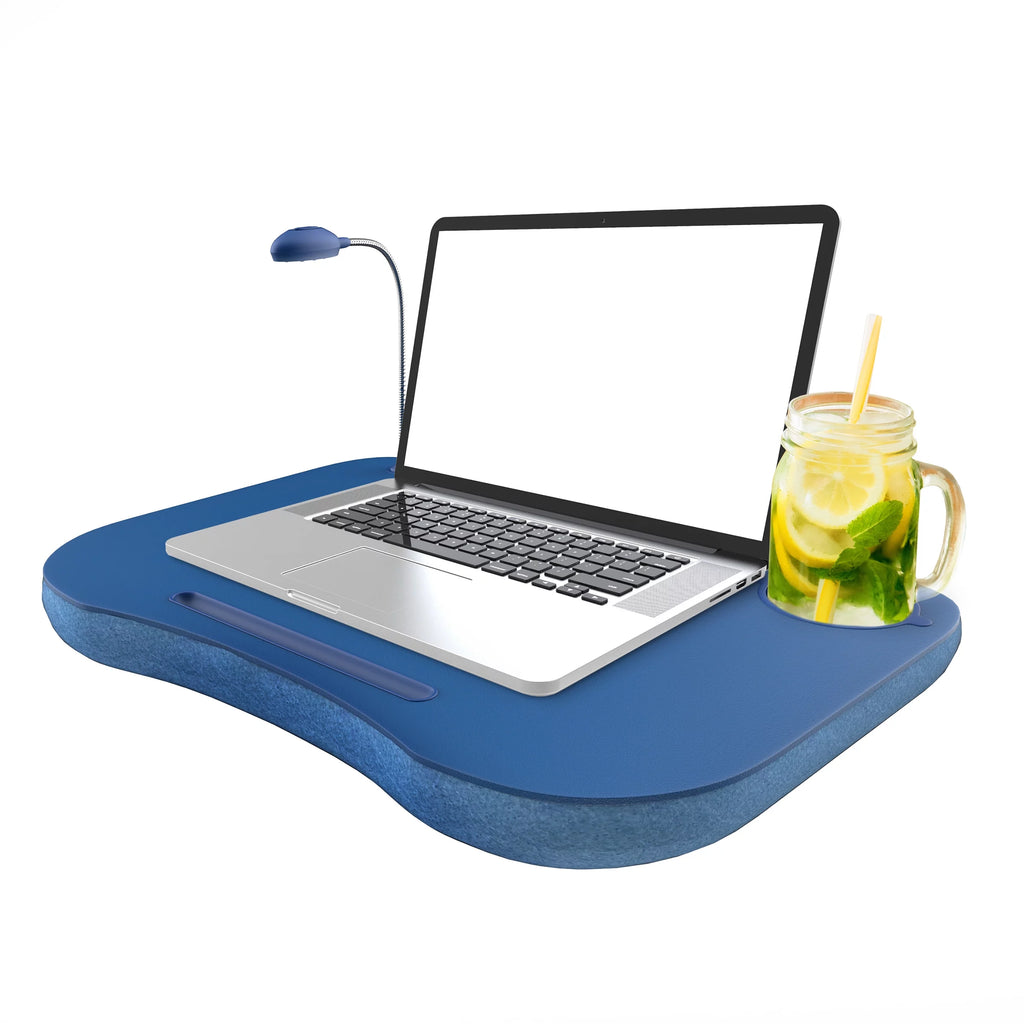 Laptop Lap Desk with Foam Cushion, LED Light, and Cup Holder Q607
