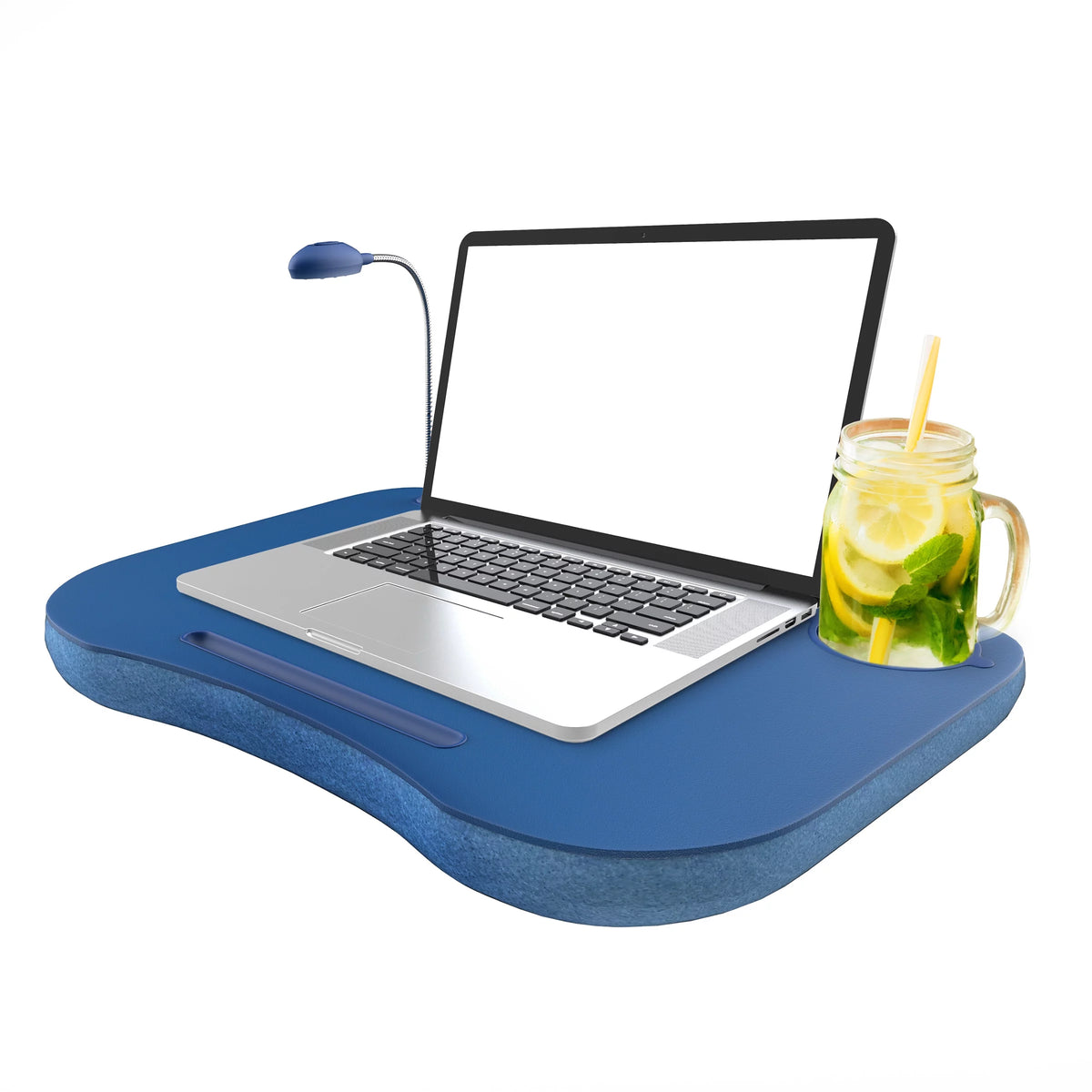 Laptop Lap Desk with Foam Cushion, LED Light, and Cup Holder Q607
