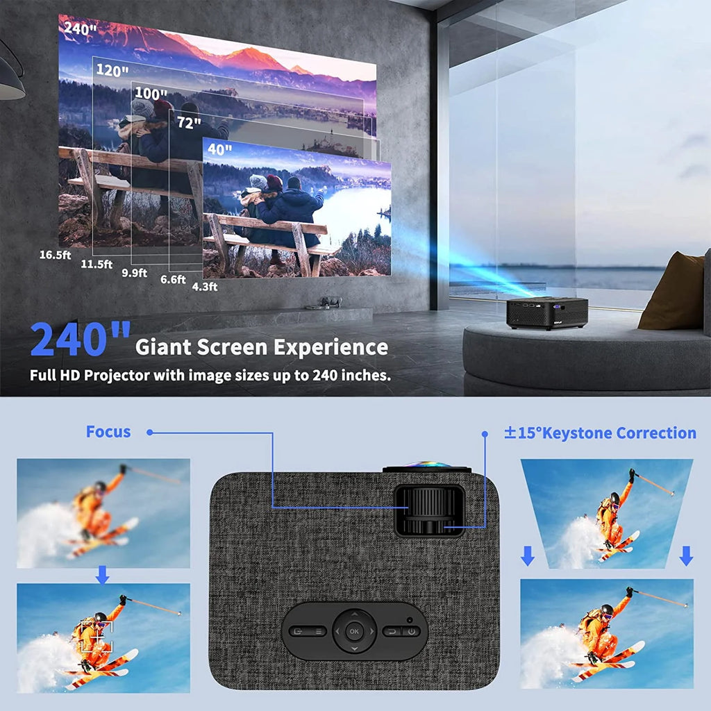 Mini WiFi Projector HD 1080P 240 LCD Display with Bluetooth T21015