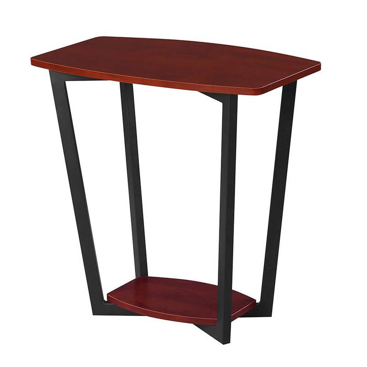 Cherry Wood and Black Metal End Table A68949