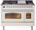 48 Dual Fuel Propane Gas Range Antique White Chrome Trim Q71946