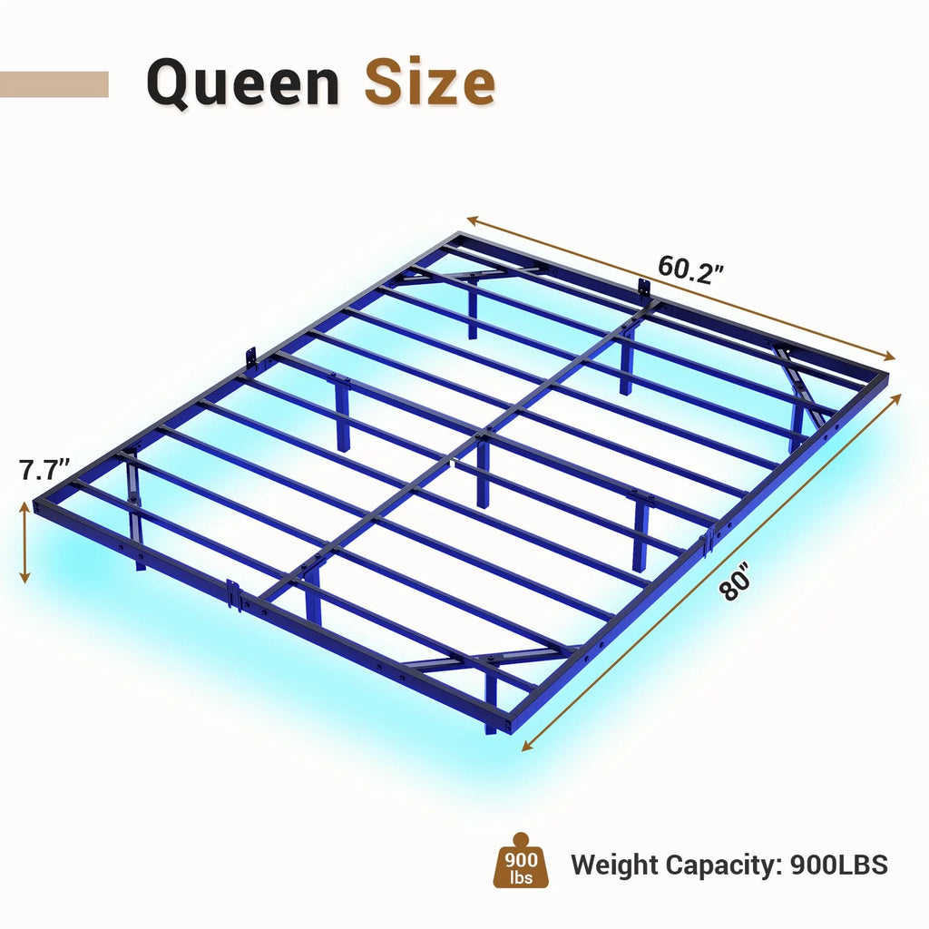 Queen Metal Platform Bed Frame with LED Lights X115887