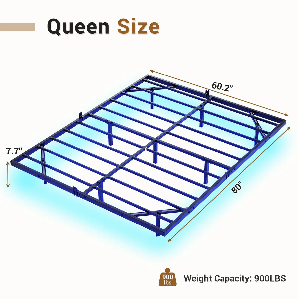 Queen Metal Platform Bed Frame with LED Lights X115887