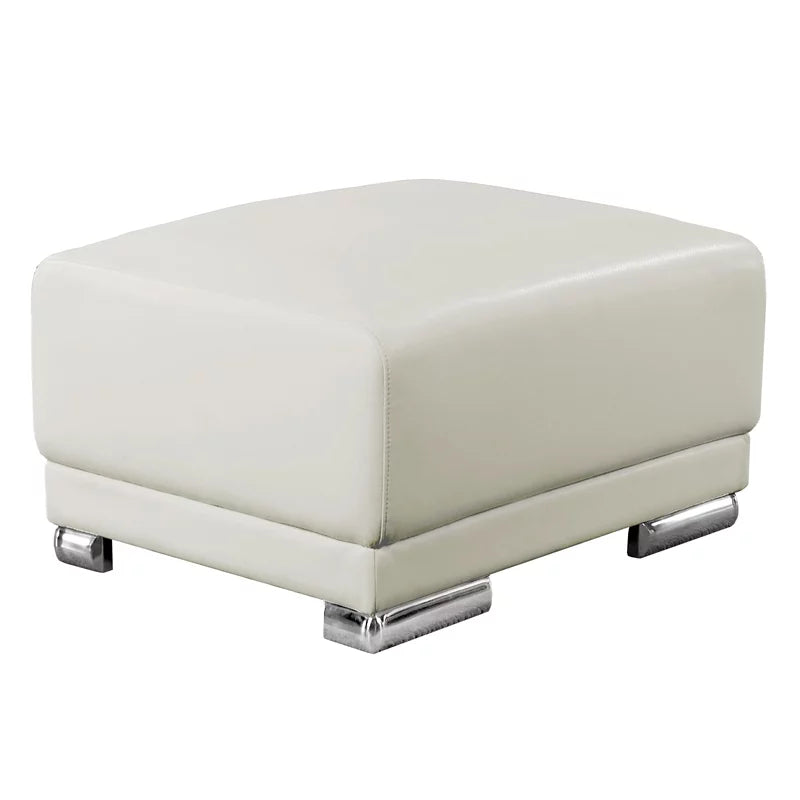 White Faux Leather Sectional with Ottoman G4904