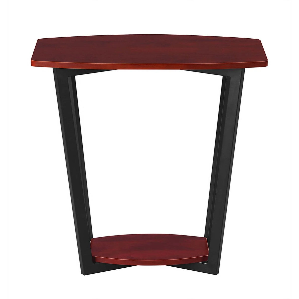 Cherry Wood and Black Metal End Table A68949