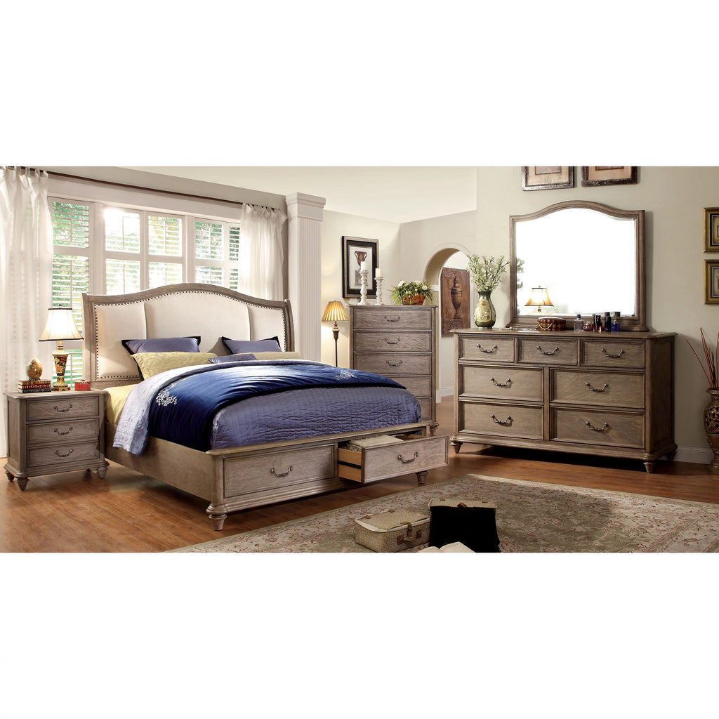 Queen Rustic Natural Tone Platform Bed W837599
