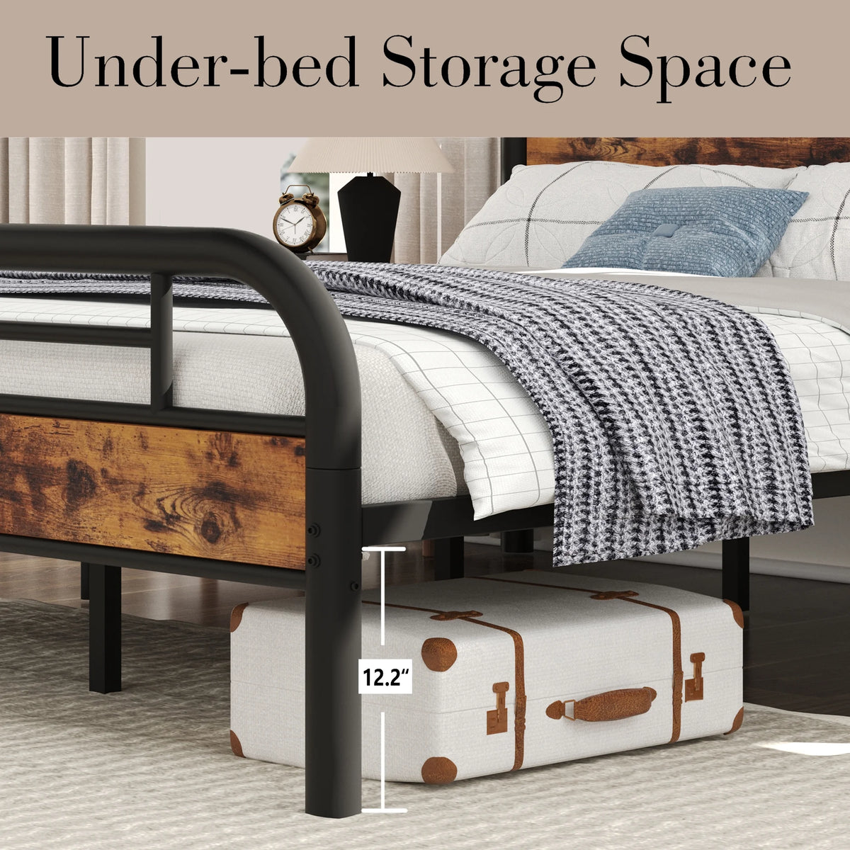 King Platform Bed Frame with Headboard O838