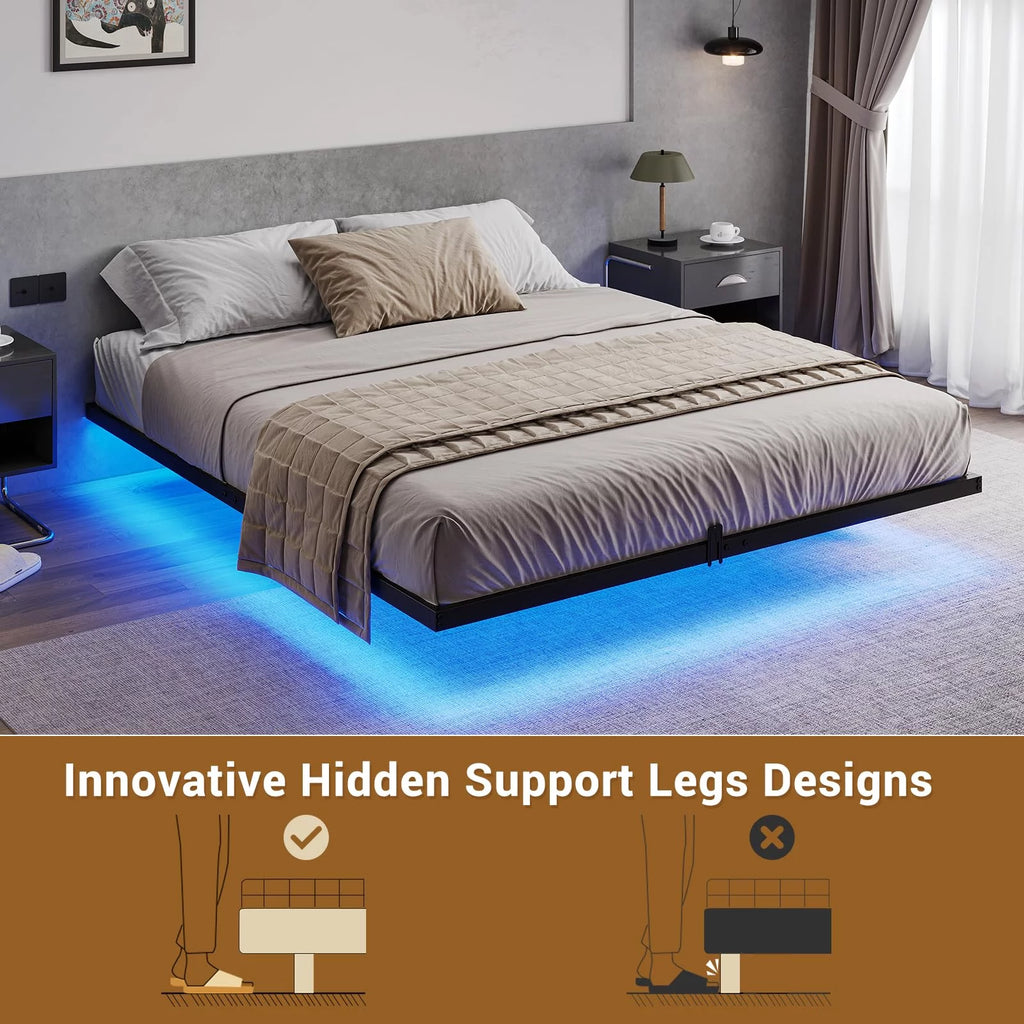 Queen Metal Platform Bed Frame with LED Lights X115887