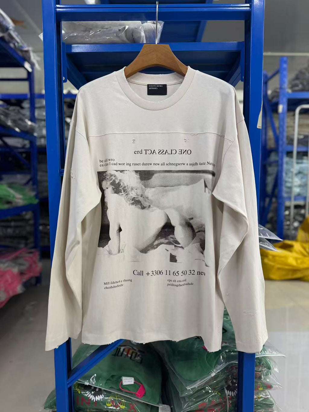 ERD One Class Act Hole Distressed Long Sleeve Tee
