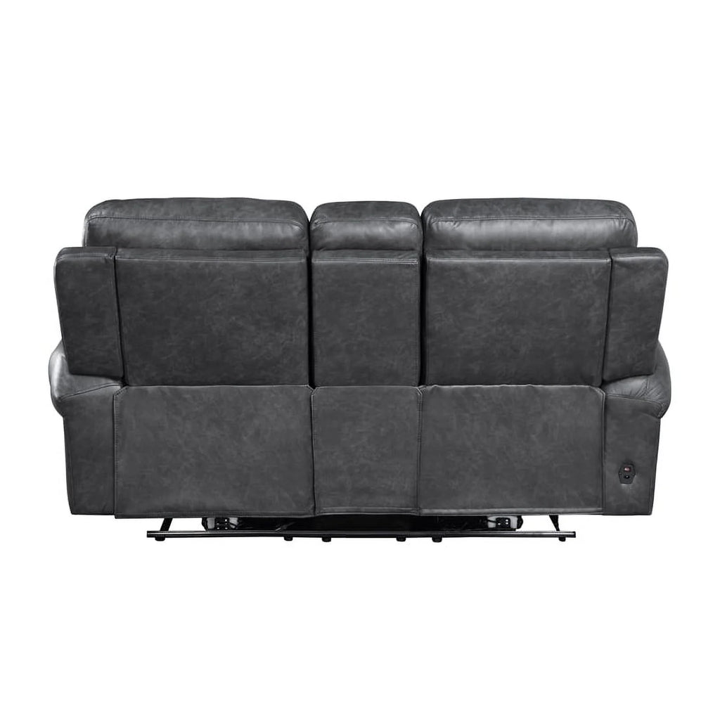Gray Faux Leather Double Reclining Love Seat E901