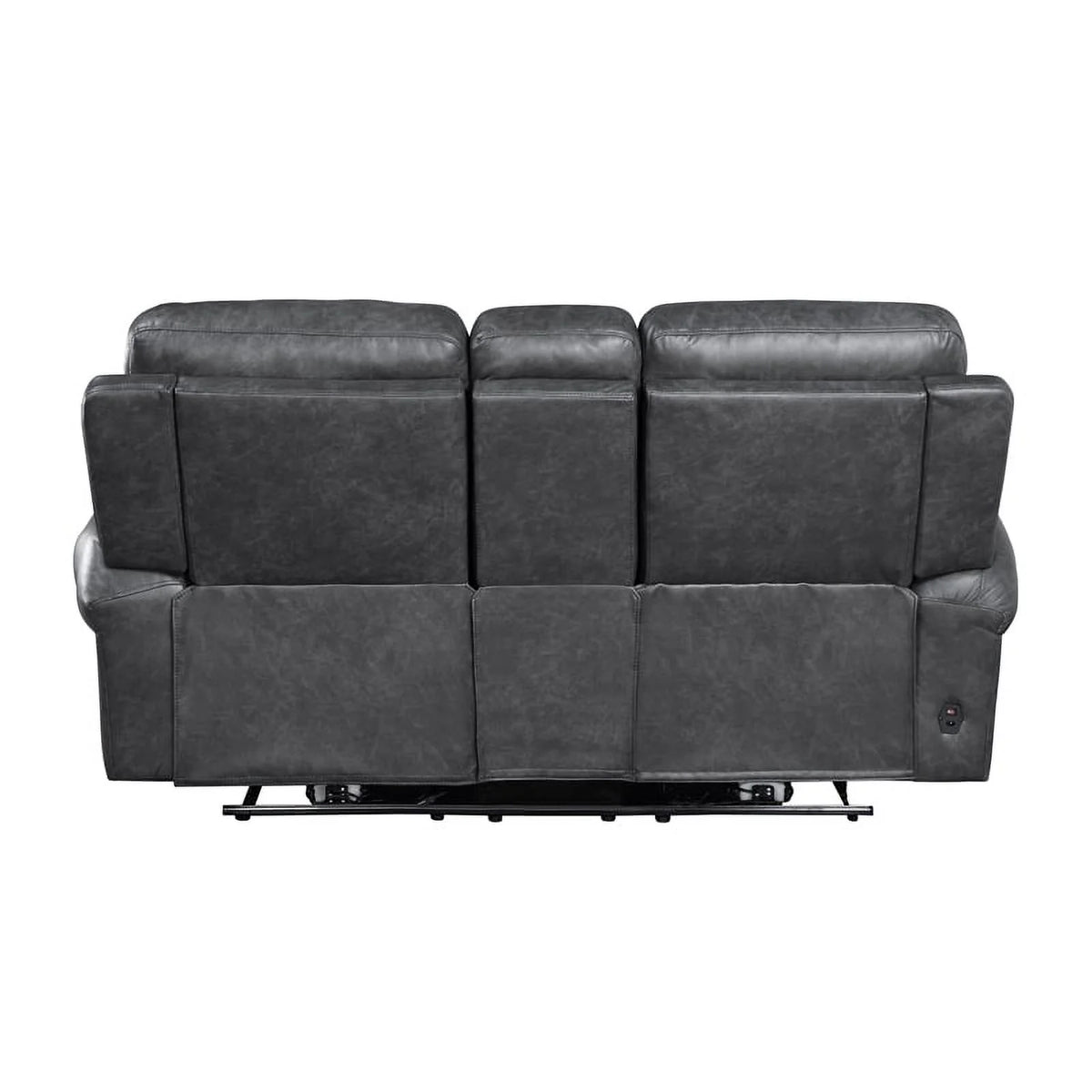 Gray Faux Leather Double Reclining Love Seat E901