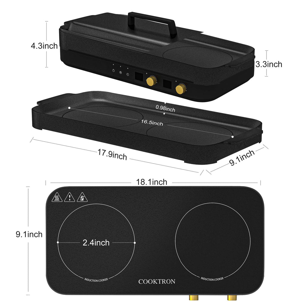 1800W 230V Double Burner Electric Induction Cooktop T735