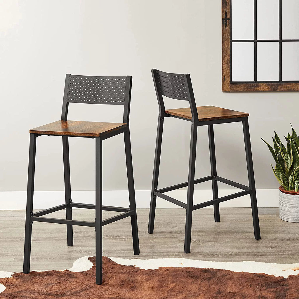 Set of 2 Bar Stools with Backrest V639913