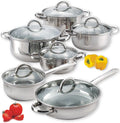12-Piece Stainless Steel Cookware Set with Silicone Handles M4075