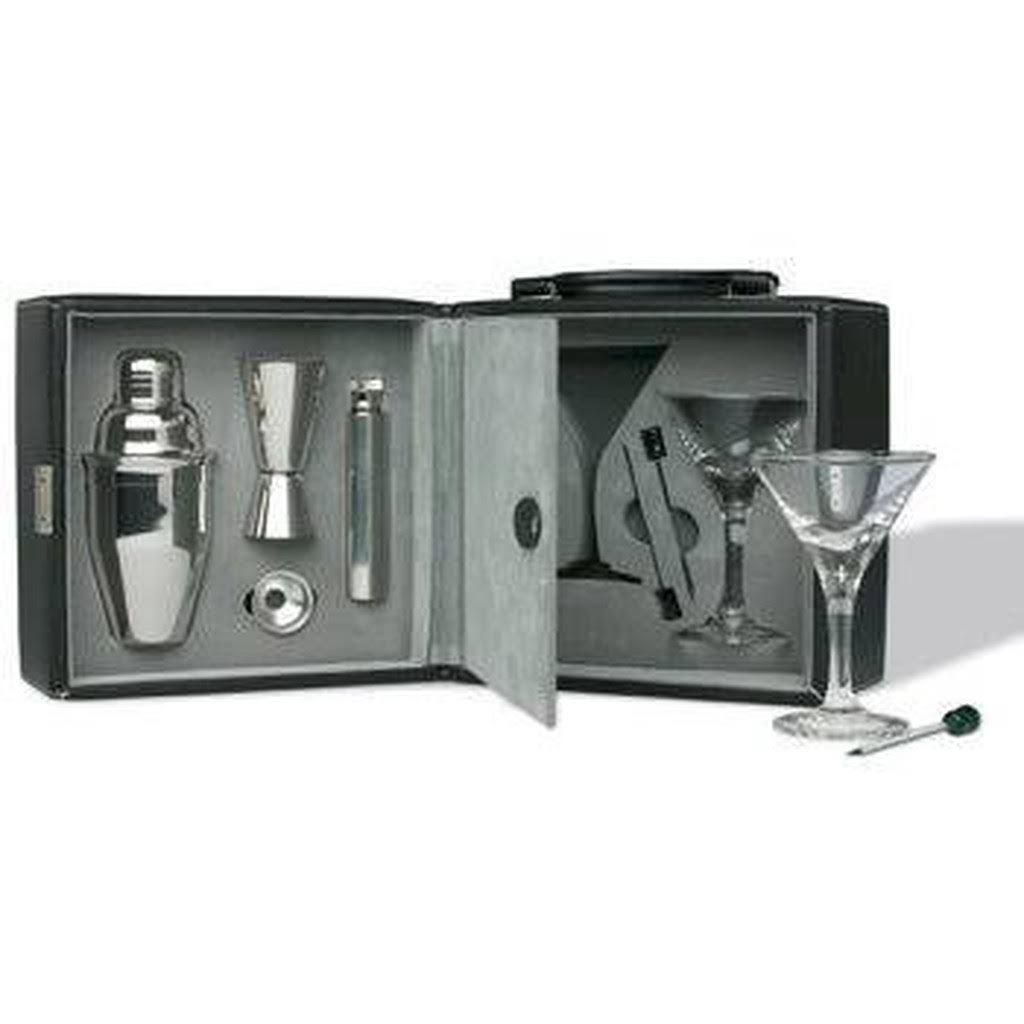 Black and Blue Martini Bar Set with Case T969203