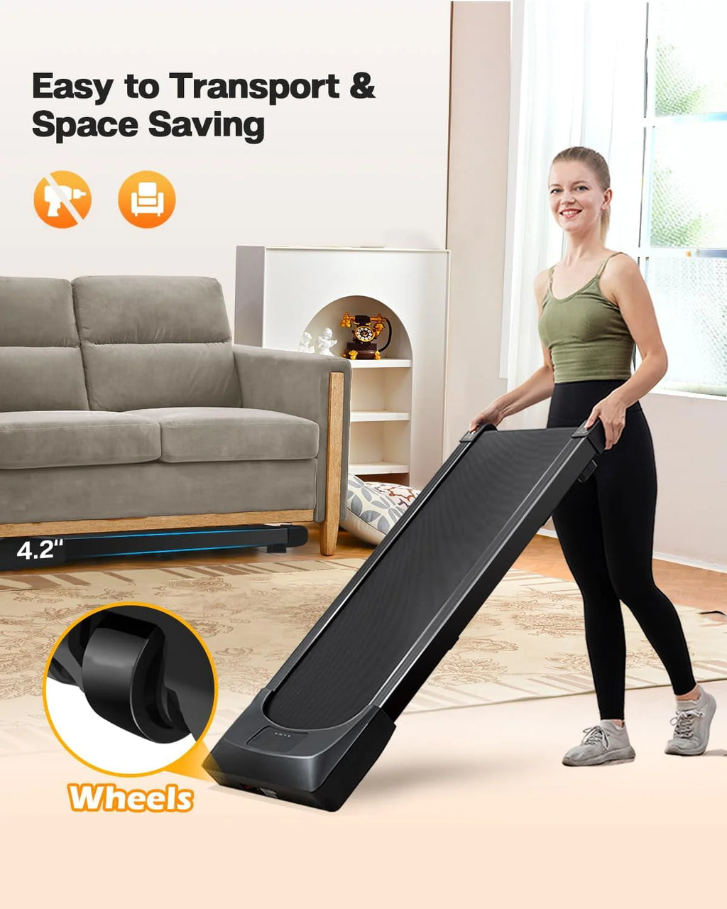 2.5HP Slim Under Desk Treadmill with Remote Control G685