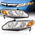 Chrome Housing Clear Lens Signal Headlights Lamps Assembly Pair X92468
