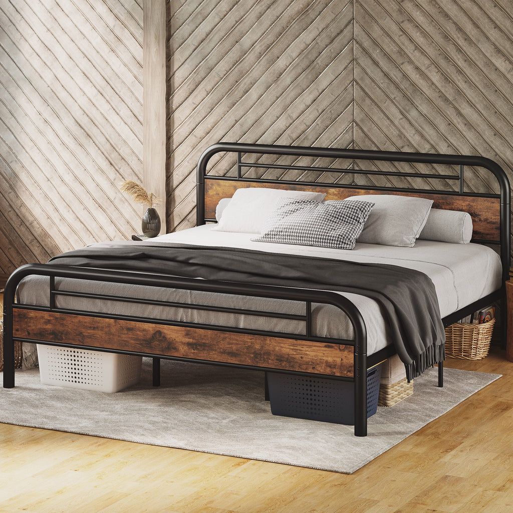 King Platform Bed Frame with Headboard O838
