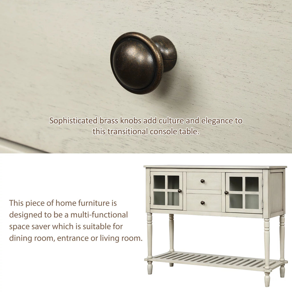 Wood and Glass Buffet Storage Cabinet with Bottom Shelf L7290